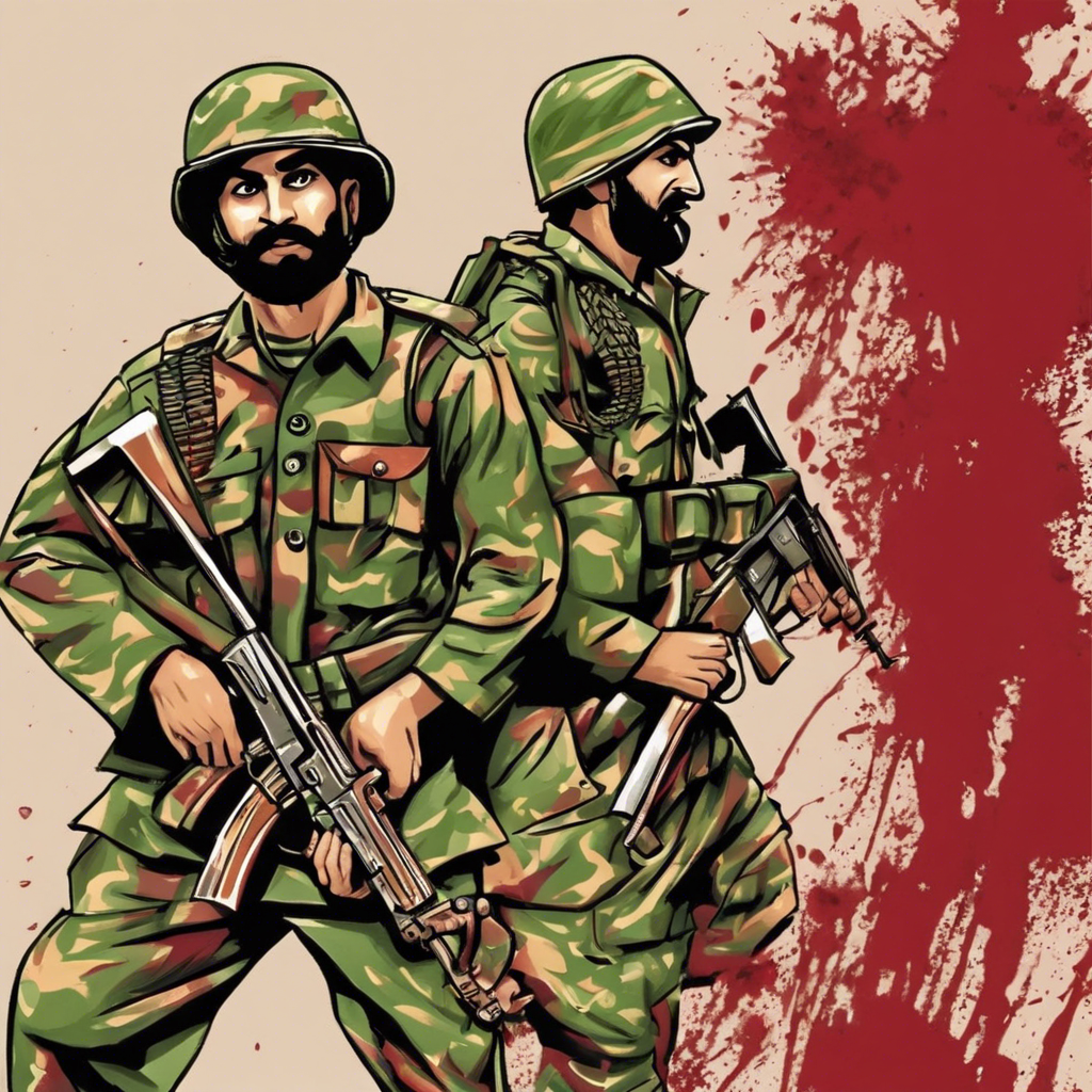 Generate a punjabi army men fighting and in blood