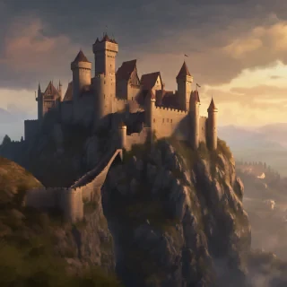Medieval Castle: A grand, medieval castle perched 