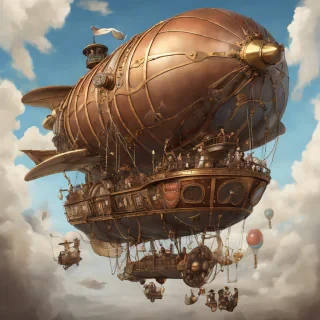 Steampunk Airship Adventure: A massive, intricatel